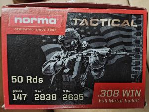 Norma .308win Tactical 147gr FMJ