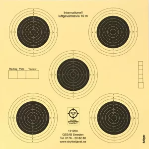 Luftgevärstavla fem prickar 14x14cm