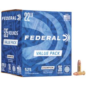 Federal Rimfire Ammunition 22 LR HV Champion Training 36gr CPHP 525st