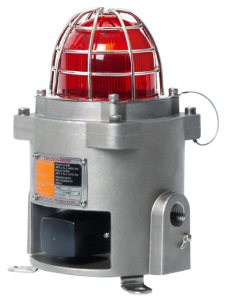 Qlight QNES-CR explosionssäkert LED signal-/varningsljus med varningsljud, AC 110-230 V, Röd, SUS316L