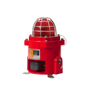 Qlight QNES-CR explosionssäkert LED signal-/varningsljus med alarm, AC 110-230 V, Röd, Aluminium