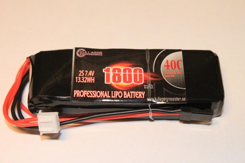 Mottagarbatteri Lipo Rakt 1800mAh 7.4V