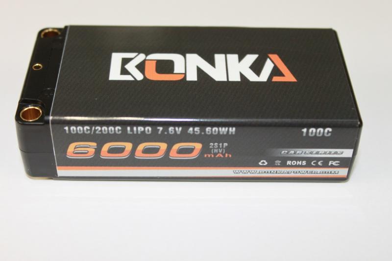 Lipo 2S 7.6V 6000mAh 100C Short Pack Hardcase Bonka