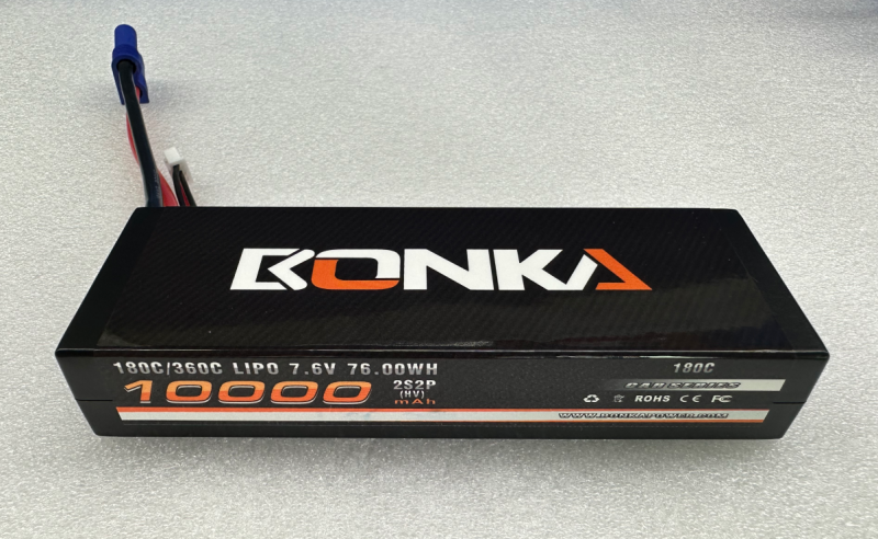 Lipo Batteri 2S 7.6V 10000mAh 180C EC5 Kontakt Hard Case