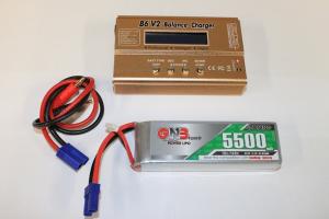 Batteri/Laddare Paket Multiladdare 80W / 3S Lipo 5500mAh / EC5 Laddkabel