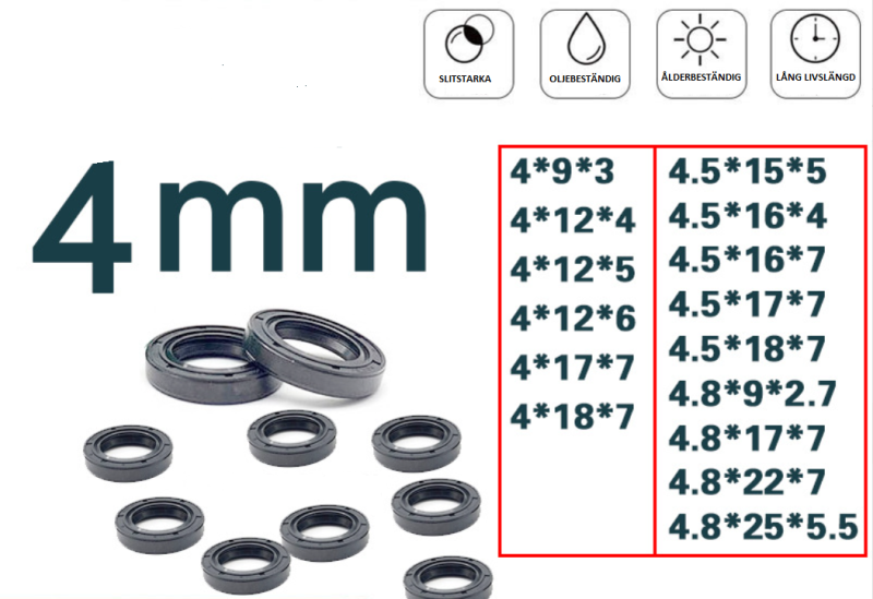 4mm Radialtätning Packbox Oljetätning