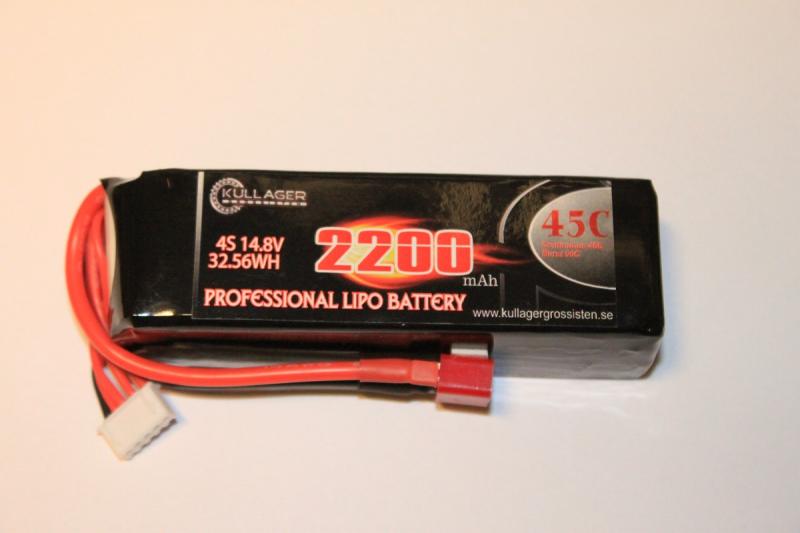 Lipo 4S 14.8V 2200mAh 65C Dean Kontakt