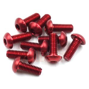 Skruvar Aluminium 7075 Röda M3 Kullerskalle