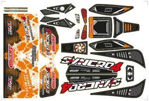 Body Decal Sheet - Syncro - Pre-Cut - Orange Color - 1 Pc