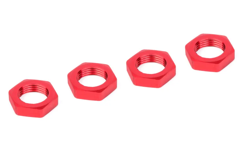 Hjulmutter - Serrated - Aluminum - Red - 4 st