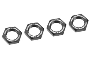Wheel Nut - Serrated - Aluminum - Black - 4 Pcs