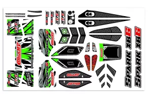 Body Decal Sheet - Spark XB6 - Pre-Cut - Green Color - 1 Pc