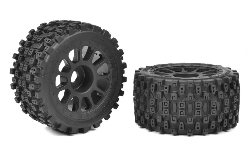 1-8 Buggy däck - Scorpion XTB - Bakre Wide - Limmad på svarta fälgar - Off-Set 2WD - 1 par
