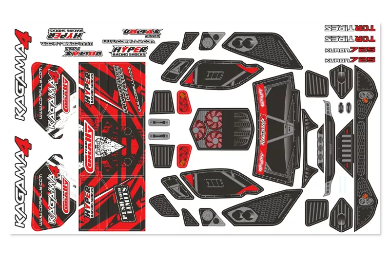 Body Decal Sheet  - Kagama 4 - Pre-Cut - Color Red - 1 Pc