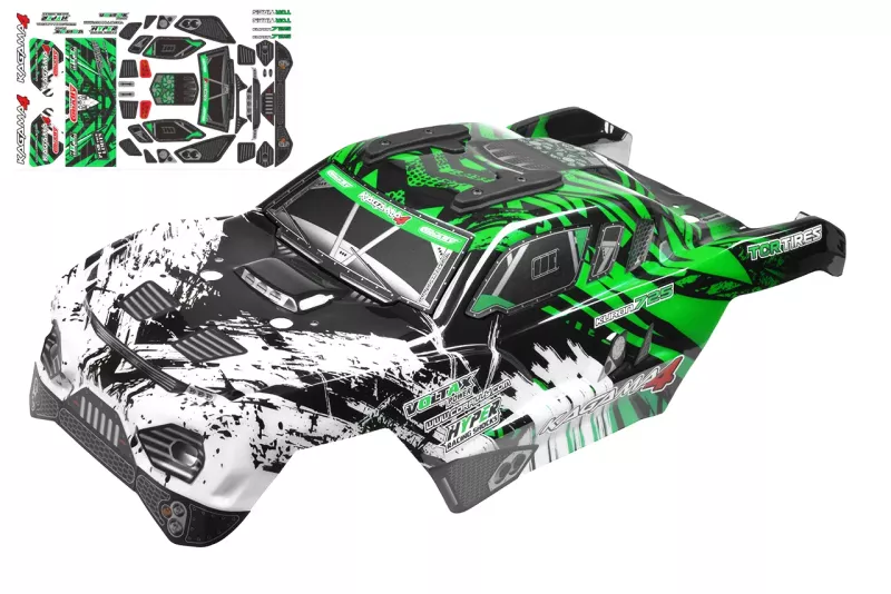 Polycarbonat kaross - Kagama 4 - målad - klippt - dekaler - Color Green - 1 st