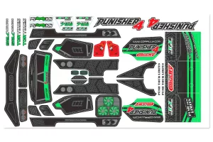 Body Decal Sheet  - Punisher 4 - Pre-Cut - Color Green - 1 Pc