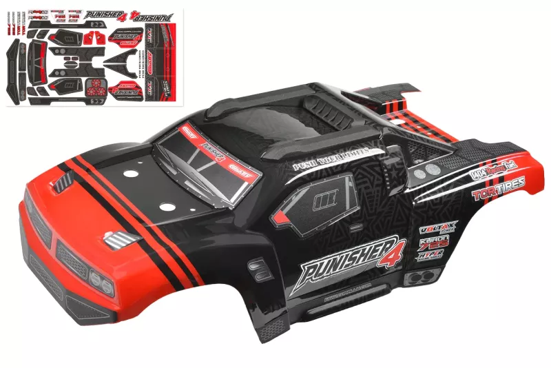 Polycarbonat kaross - Punisher 4 - målad - klippt - dekaler - Color Red - 1 st
