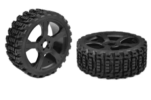 1-8 Buggy Tires - Xprit - Low Profile - Glued on Black Rims - 1 Pair