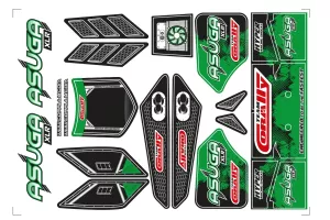 Body Decal Sheet - Asuga XLR - Painted - Cut - Green Color - 1 Pc