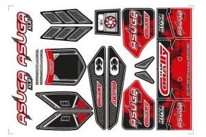 Body Decal Sheet - Asuga XLR - Painted - Cut - Red Color - 1 Pc
