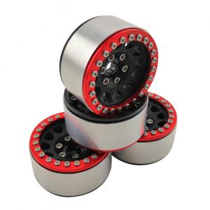 Fälgar Aluminium Beadlock Crawler 1.9" Svart Fälg/Röd Ring (4 st)