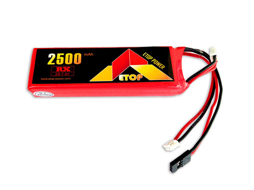 Mottagarbatteri Lipo 2S 7.4V 2500mAh JR kontakt