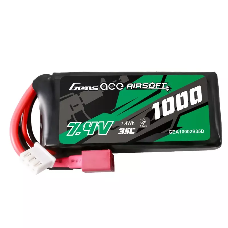 Gens ace 35C 1000mAh 2S1P 7.4V Airsoft Gun Lipo-batteri med T Plug