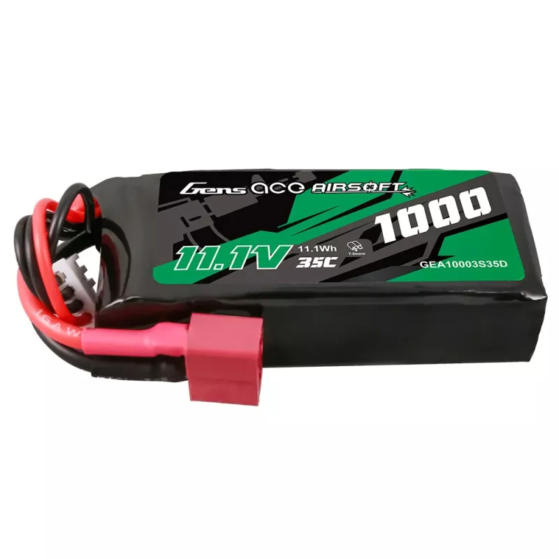 Gens ace 35C 1000mAh 3S1P 11.1V Airsoft Gun Lipo-batteri med T Plug