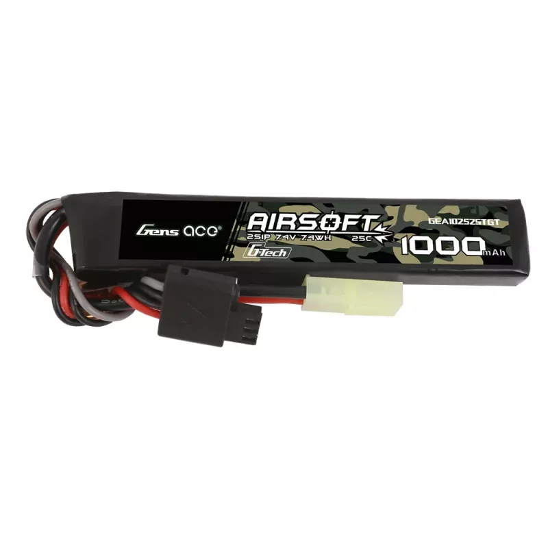 Gens ace G-Tech 25C 1000mAh 2S1P 7.4V Airsoft Gun Lipo-batteri med mini Tamiya Plug