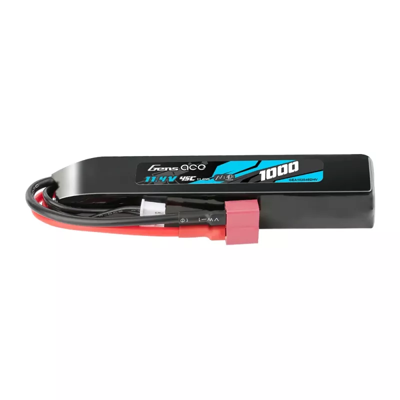 Gens Ace Lipo 1000mAh 11.4V 45C 3S1P Deans(T) Högspännings LIPO-batteripaket