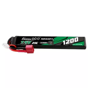 Gens ace 25C 1200mAh 2S1P 7.4V Airsoft Gun Lipo-batteri med T-plugg