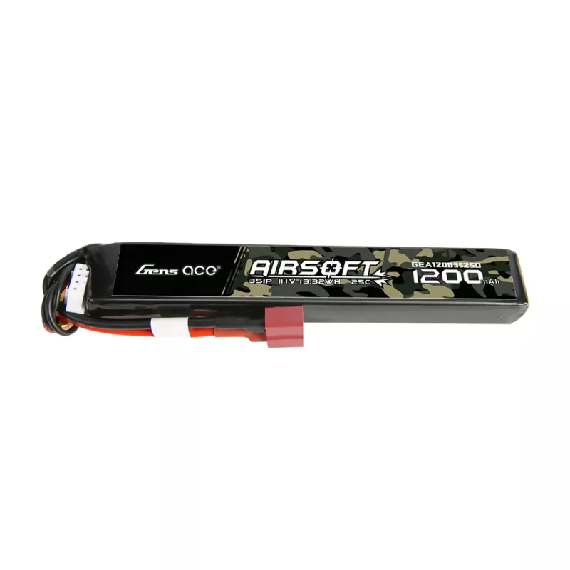 Gens ace 25C 1200mAh 3S1P 11.1V Airsoft Gun Lipo-batteri med T-plugg