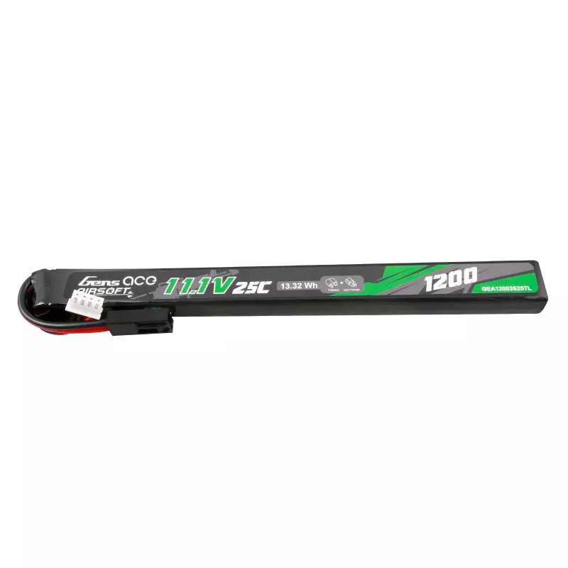 Gens ace 25C 1200mAh 3S1P 11.1V Airsoft Gun Lipo-batteri med mini Tamiya-plugg lång storlek