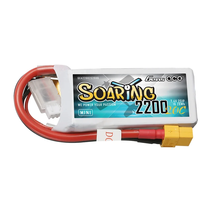 Gens ace Soaring 2200mAh 2S 20C 7.4V LiPo Batteri med XT60