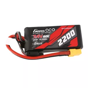 Gens ace G-Tech 2200mAh 7.4V 60C 2S1P Lipo Batteri XT60 Kontakt