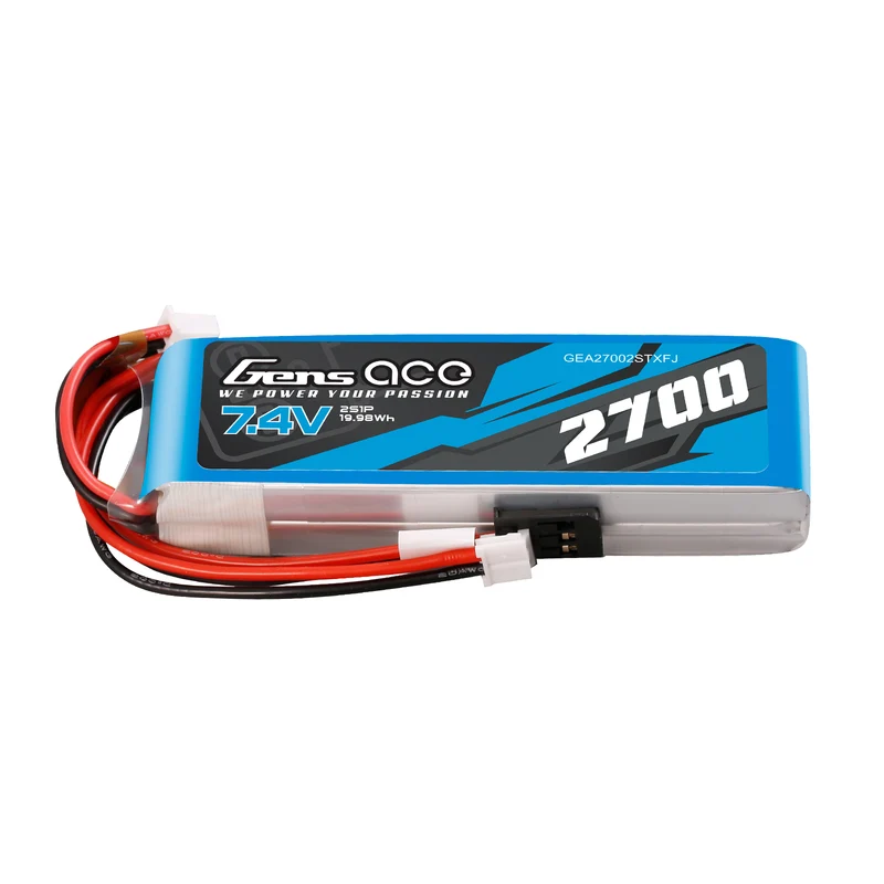 Gens ace 2700mAh 7.4V 2S Lipo Battery with Futaba+JST-EHR kontakt