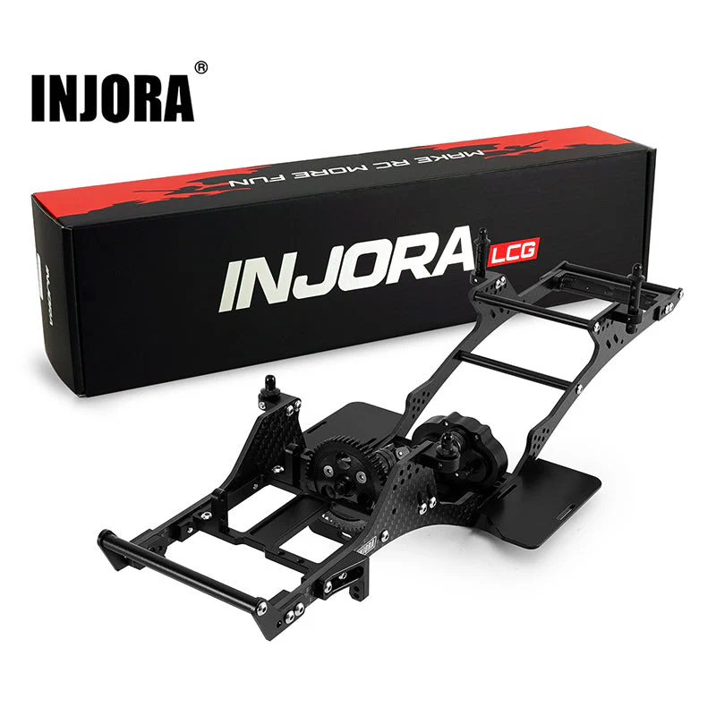 INJORA Frontmonterad Transmission LCG Kolfiber Chassi Kit för 1/10 RC Crawlers