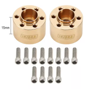 INJORA 12mm Heavy Brass Wheel Hex Hub Extenders Adapters for 1.9 & 2.2 Beadlock Wheel Rims 15mm