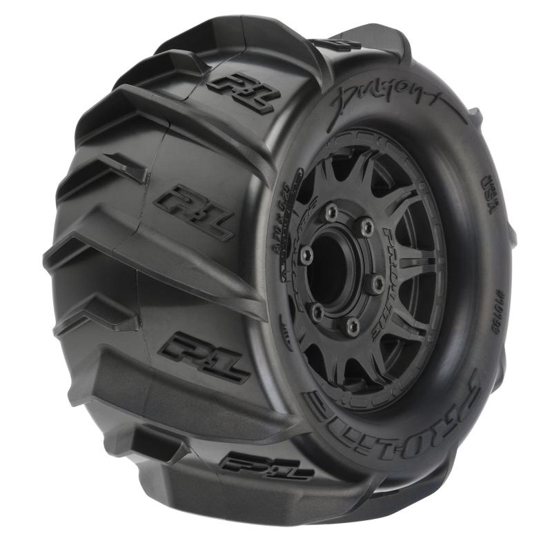 1/10 Dumont F/R 2.8" MT Tires Mounted 12mm/14mm Black Raid 1 par (2 hjul)