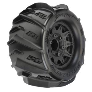 1/10 Dumont F/R 2.8" MT Tires Mounted 12mm/14mm Black Raid 1 par (2 hjul)