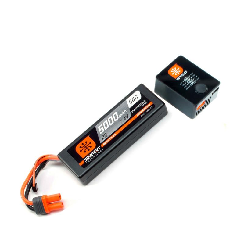 Lipo Batteri Smart 7.4V 5000mAh 50C (IC3) med S150 Smartladdare Spektrum