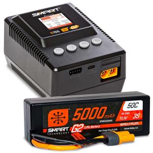 Spektrum Smart Batteri/Laddare Paket S155 Laddare/3S 11.1V G2 5000mAh 50C lipo