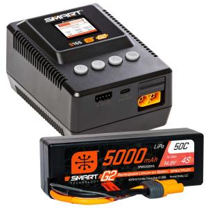 Spektrum Smart Batteri/Laddare Paket S155 Laddare/4S 14.8V G2 5000mAh 50C lipo IC5 kontakt