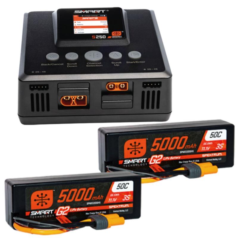 Spektrum Smart Batteri/Laddare Paket S250 Laddare/3S 11.1V G2 5000mAh 50C lipo