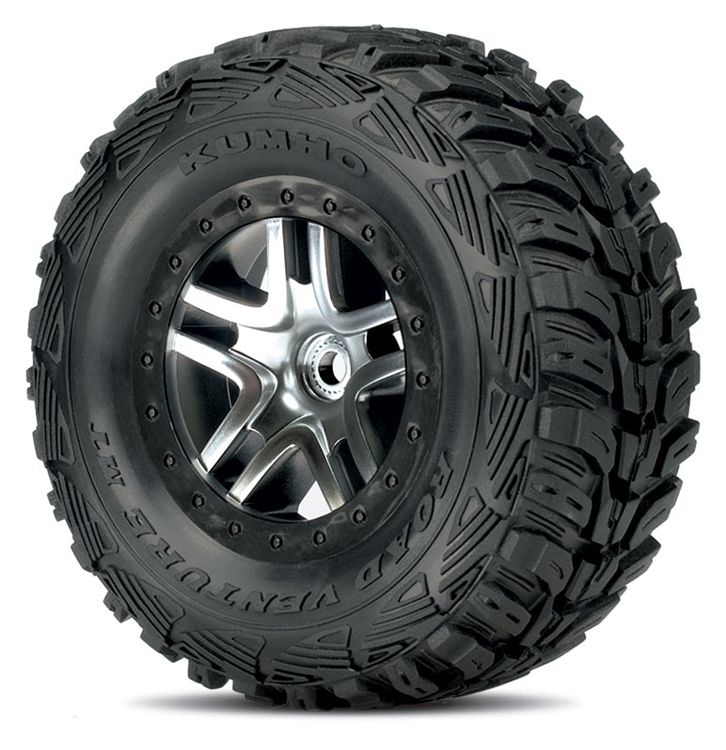 TRX6874R Däck & Fälg Kumho S1/S-Spoke Krom-Svart 4WD/2WD Bak