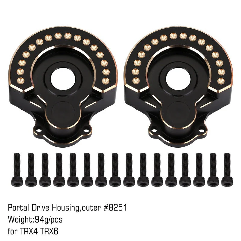 INJORA 94g/pcs Black Brass Counterweight Outer Portal Drive Housing #8251 för TRX-4 och TRX-6