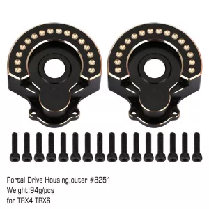 INJORA 94g/pcs Black Brass Counterweight Outer Portal Drive Housing #8251 för TRX-4 och TRX-6