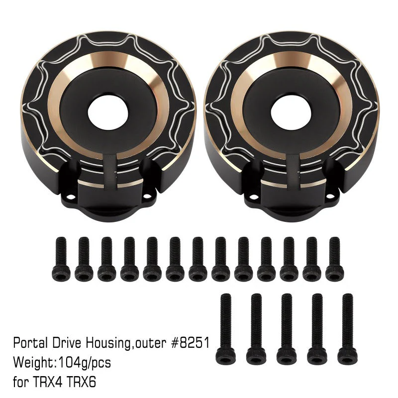 INJORA 104g/pcs Black Brass Counterweight Outer Portal Drive Housing för TRX-4 och TRX-6
