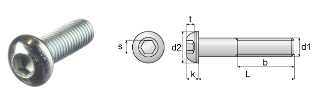 Insexskruv kullrig K6S 10.9 FZB M6x16 mm