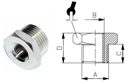 A4/Z 3/4" - 3/8" Reducering UTV/INV Cylindrisk